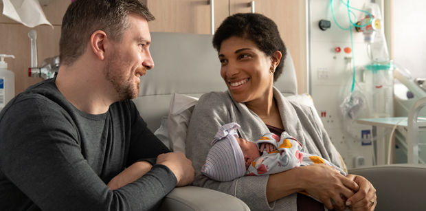 Parents with newborn baby