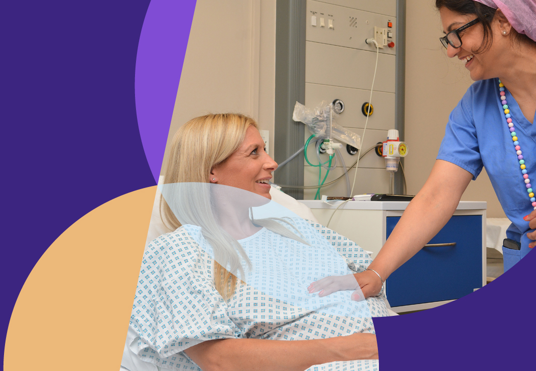 Female patient with nurse