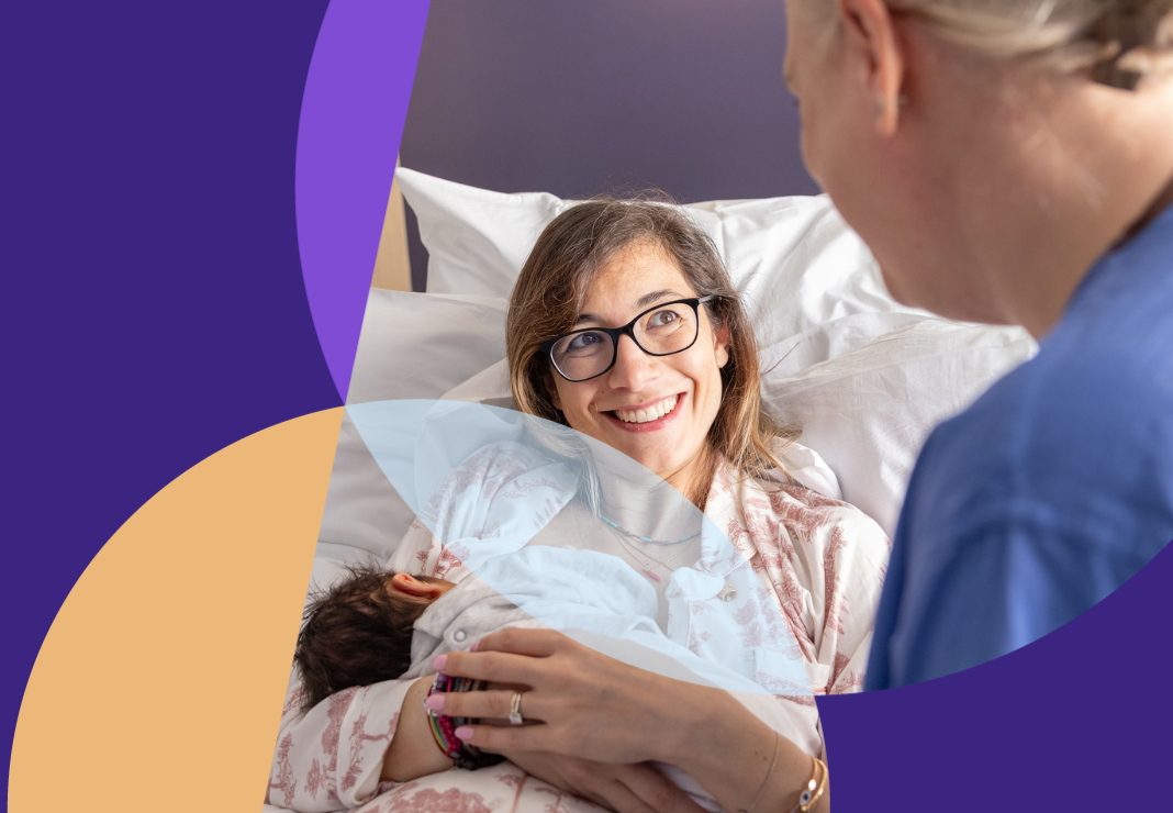 Mother with baby and midwife