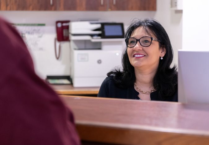  Lindo Wing receptionist with patient